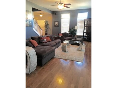 Sunny great room with custom blinds
