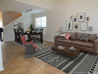 Spacious Living with 2 story ceilings.