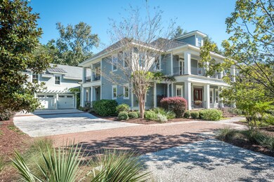 Sea shell driveway with brick accent
