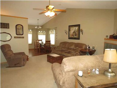 View into your living room and dining areas