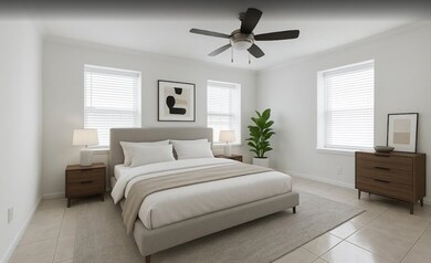 Natural light in the primary bedroom plus a huge c