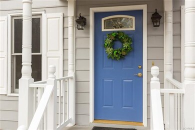 Door adds a fun pop of color to the neutral grey e