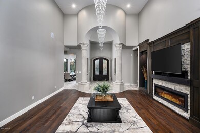 Arched Entry w/ Stone Pillars