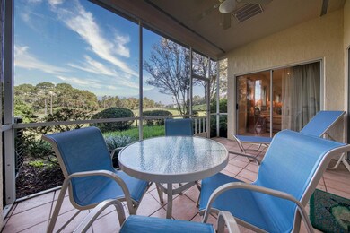 Large patio with golf course views