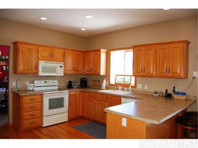 Kitchen has lots of cabinets