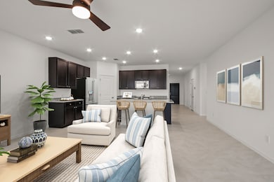 Island kitchen with dark stain cabinets and granit