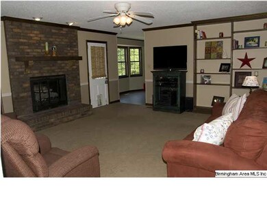 Den with gas log fireplace