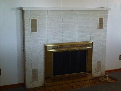 Living Room Detail of the brick front wood-burning