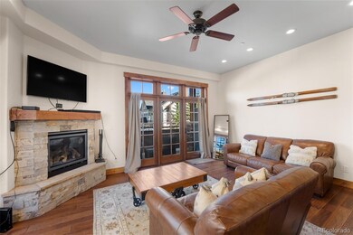 Roomy family room with gas fireplace