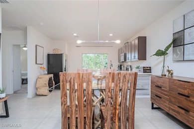 View of tiled dining area