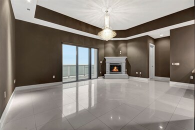 Nice open family room with water view and balcony