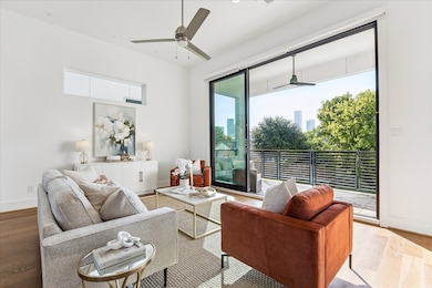 Windows come equipped with modern white motorized electric shades that are raised and lowered at the touch of a button!