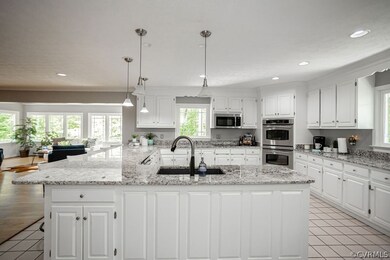 Pendant light fixtures above the Lovely Granite co