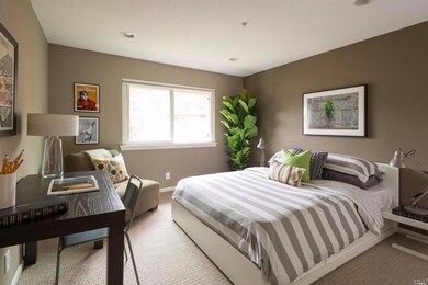 Master bedroom with large window and closet, custo