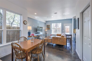 Dining room featuring visible vents, recessed lig