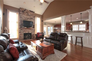 westward canopy views around fireplace