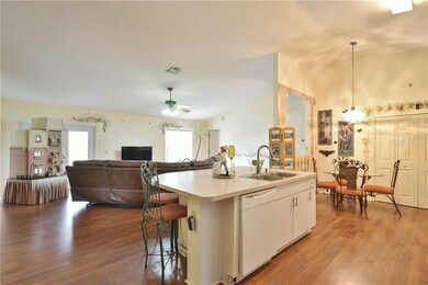 Kitchen overlooks family room