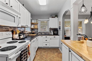Kitchen has been opened up to the dining area