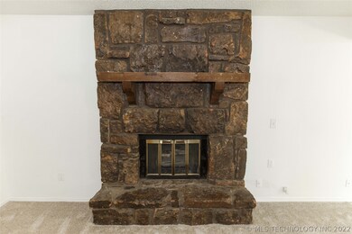 Fireplace with gas logs.