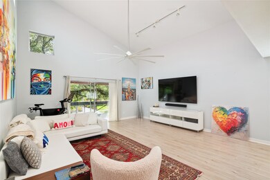 family room with balcony