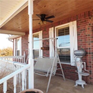 Front porch with ceiling fans