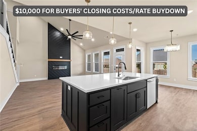 Kitchen island with beautiful quartz counters
