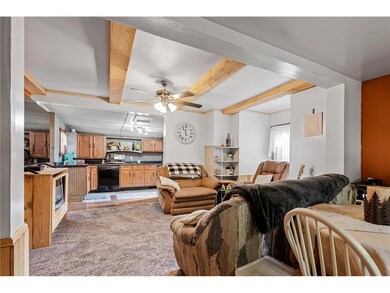 Cool beams throughout main level living room
