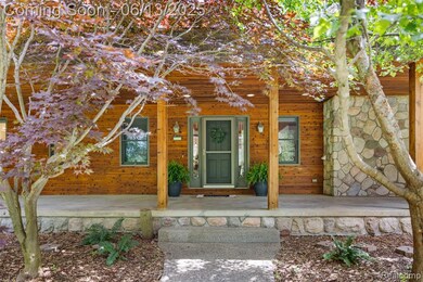 Beautiful trees frame the front door