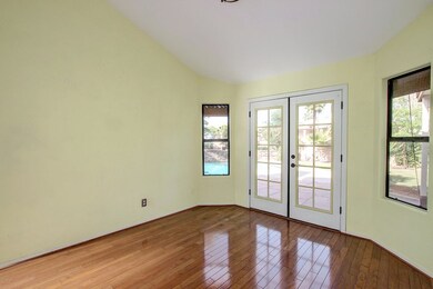 French doors to backyard
