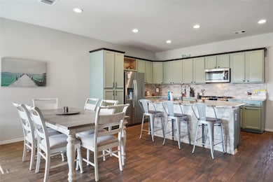 Modern farmhouse kitchen and breakfast area.