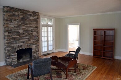 Living room with new stone firepalce