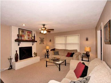 Grand Living Room with Wood Burning Fireplace!