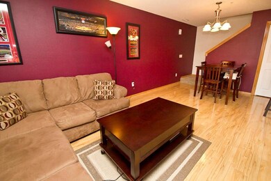 View from the front door into living room and dini