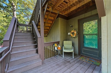 Wooden deck featuring stairs