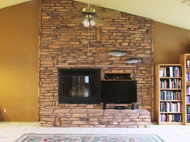 Gas Stone Fireplace & Media Area