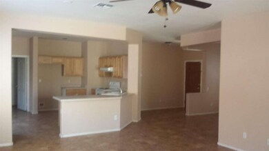 Kitchen open to dining and living room