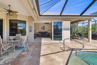 Expansive covered patio with sunshade awning