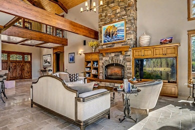 2 story custom stone fireplace