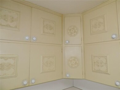 Close-up of kitchen cabinet detail.