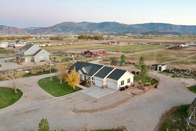 Overview of rural landscape with mountains