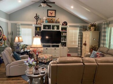 Den. Plantation shutters everywhere