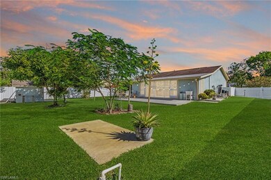 Yard at dusk with a patio