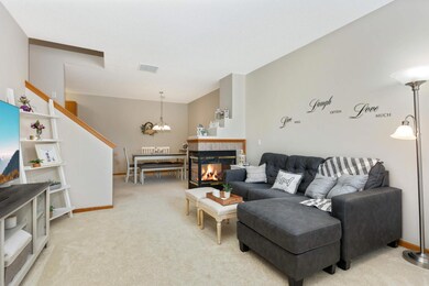 Living room with 3-sided fireplace