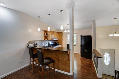 Breakfast bar and kitchen