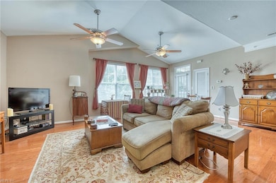 Soaring ceilings in family room