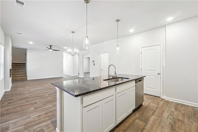 Kitchen with stainless steel dishwasher, light woo