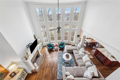 2 Story Great Room with ceiling fan,  fireplace, w