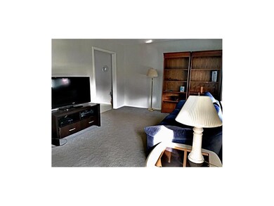 Airy living room.  Original hardwoods under carpet