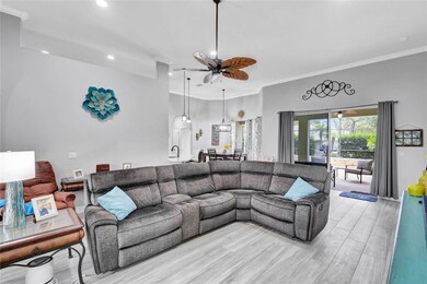 Family room with tile