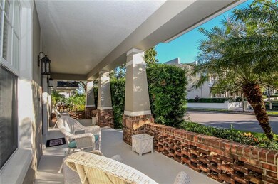 Front porch overlooking neighborhood green space a